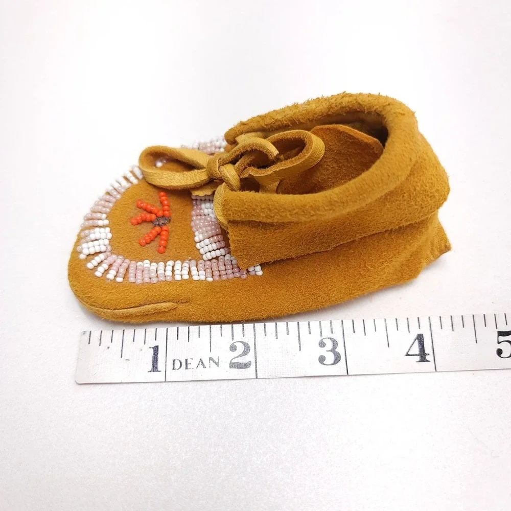 Vintage Baby Moccasins Beaded‎ Leather Native American Indian Tribal 4